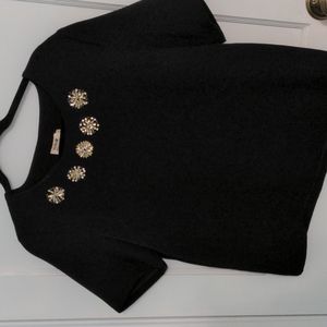 Molly Bracken Sz L NWOT Black Top with Rhinestones